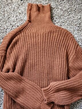 SHEIN Rust Orange Chunky Turtleneck Sweater